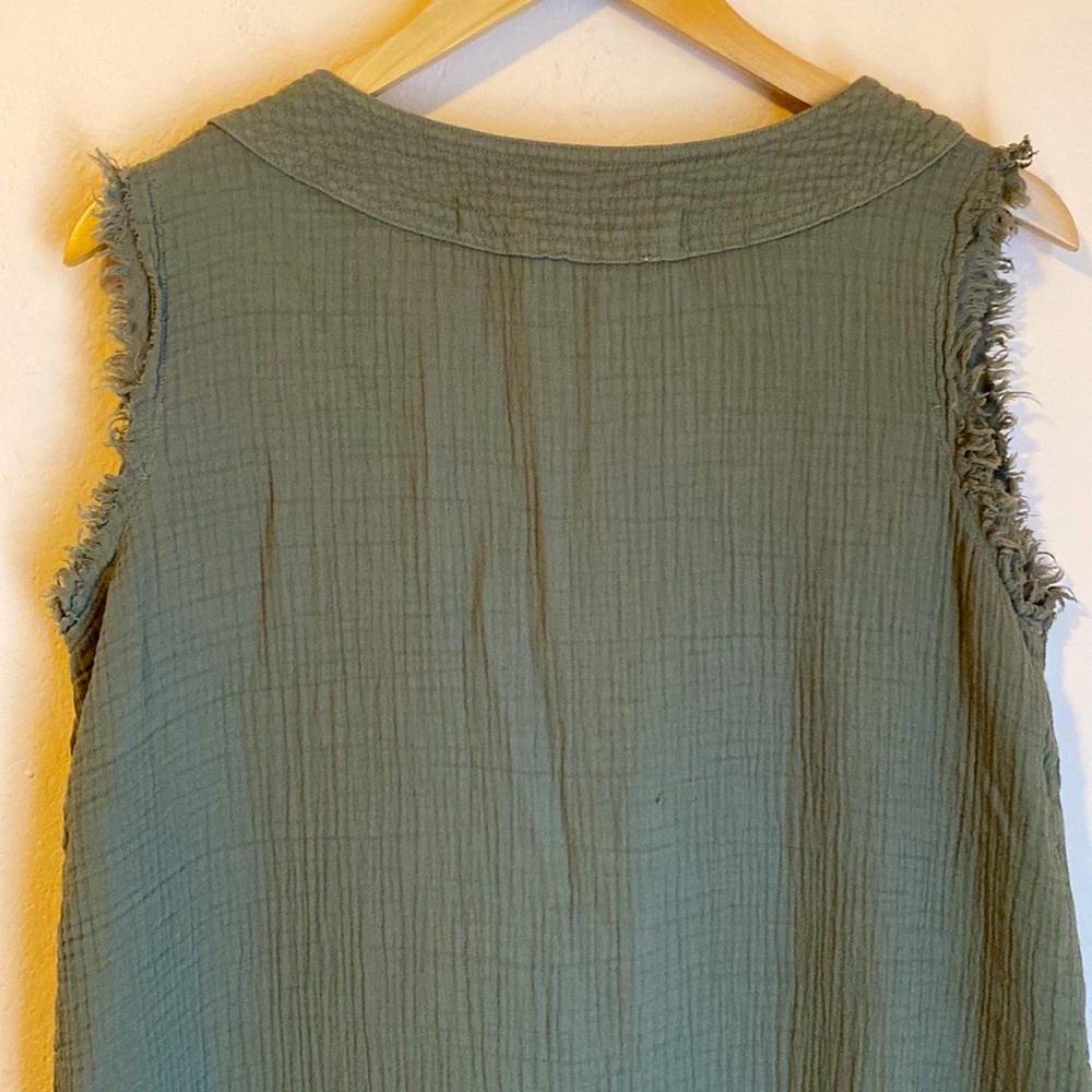 Raquel Allegra cotton gauze sleeveless Luna midi dress olive army green Medium - Picture 11 of 14